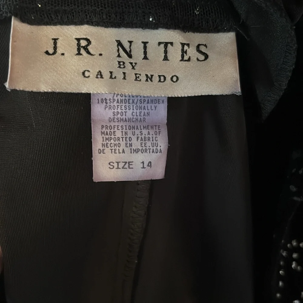 J.R. Nites by Caliendo Velvet Rhinestone Sheer Top Size 14 - Picture 6 of 6